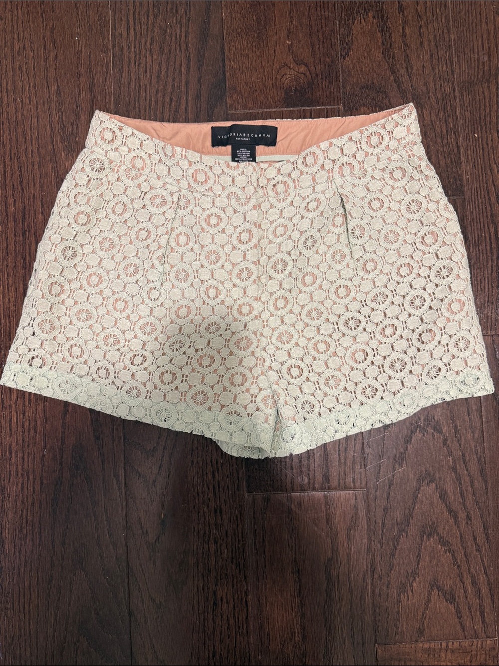 Victoria Beckham for Target Mint Crochet High-Waist Shorts with Tan Lining